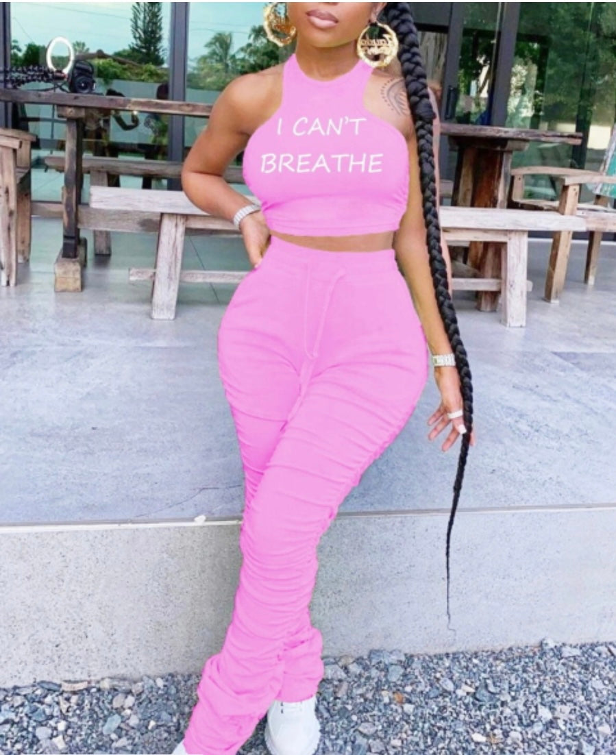 I CAN'T BREATHE PINK 2 PIECE SET