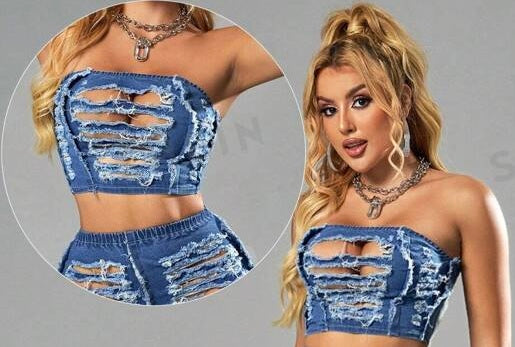 DENIM BUSTIER TOP