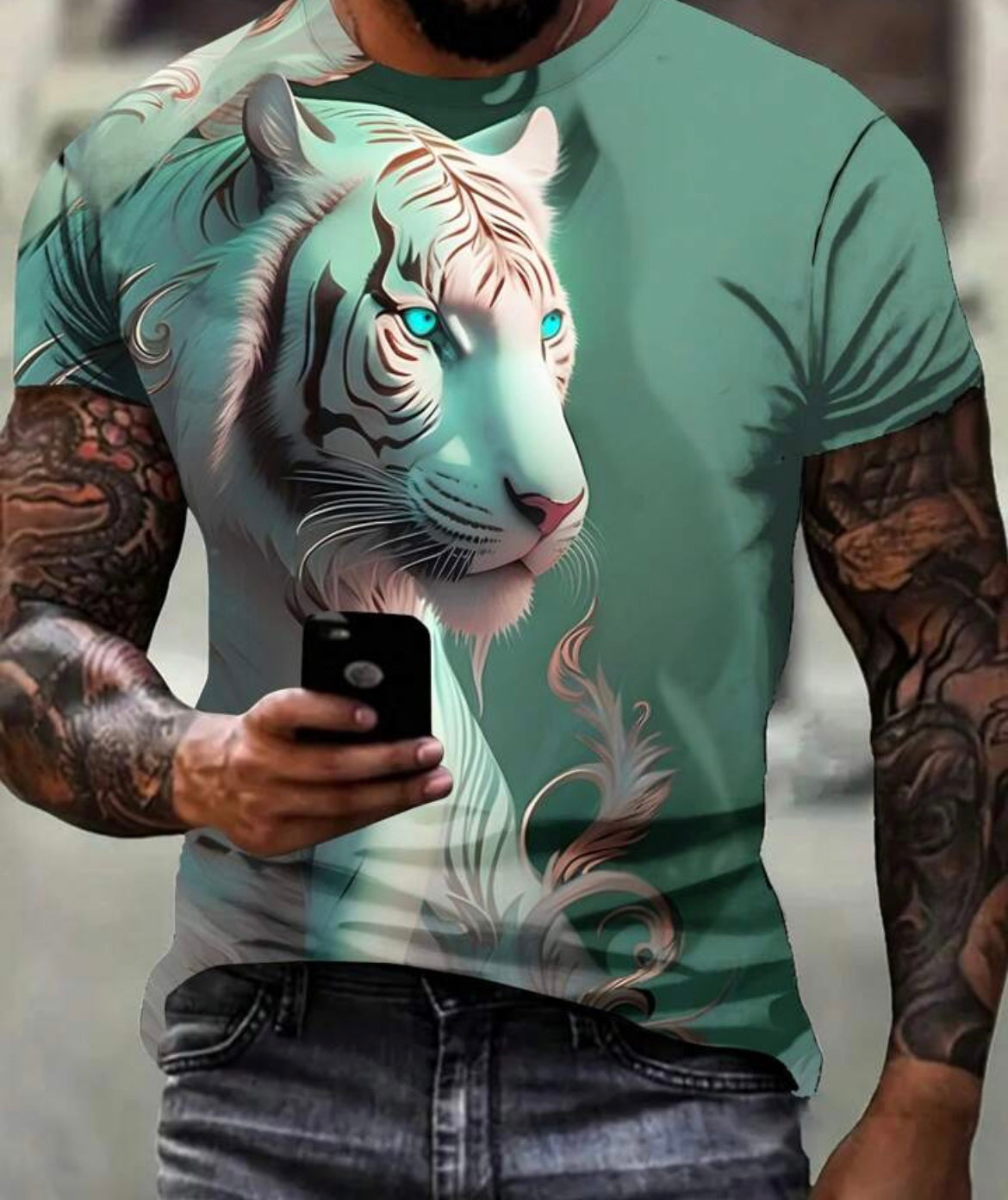 MENS TIGER PRINT T-SHIRT