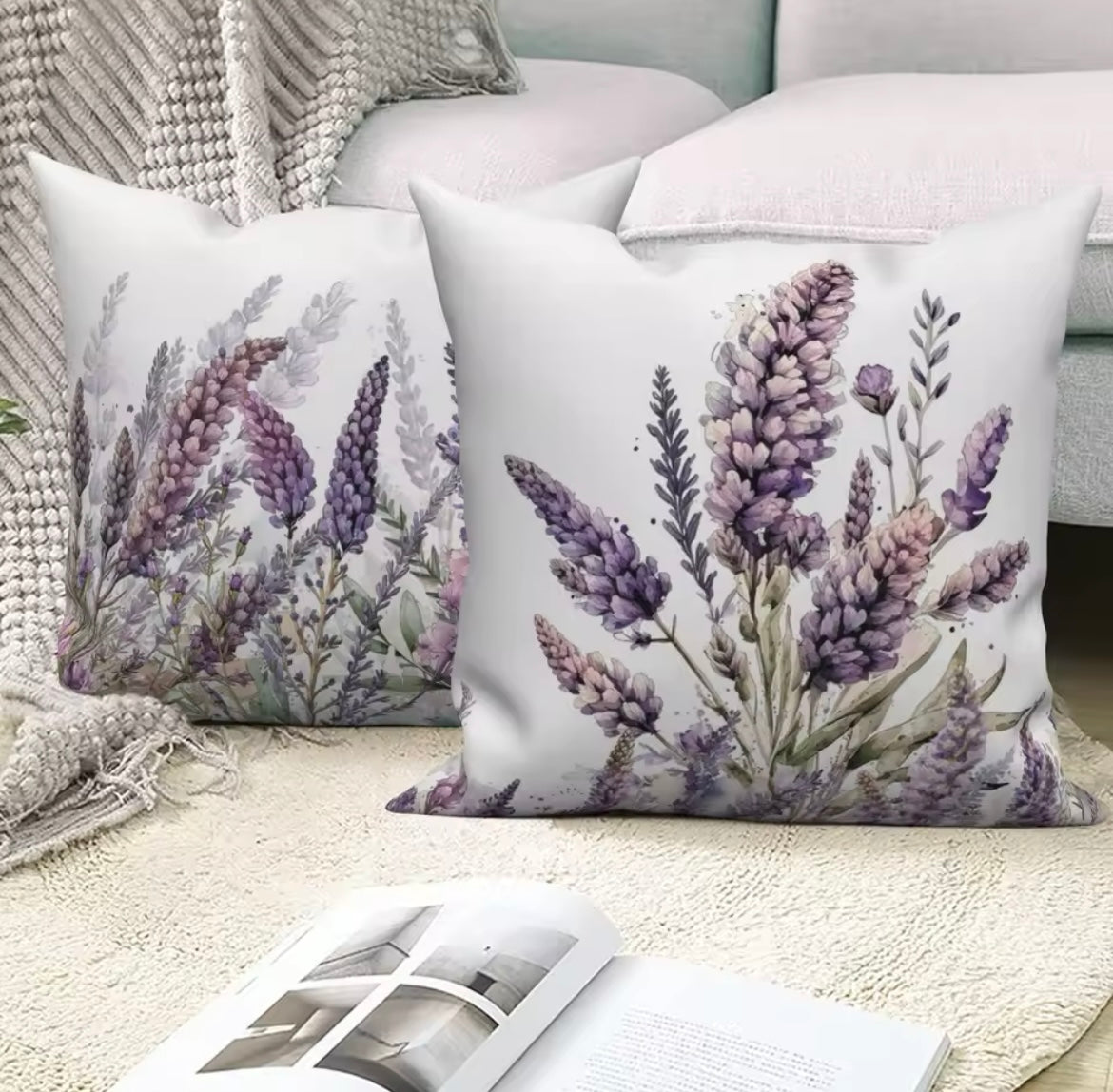 PURPLE LAVENDER THROW PILLOW CASE (ONLY) SET OF 2