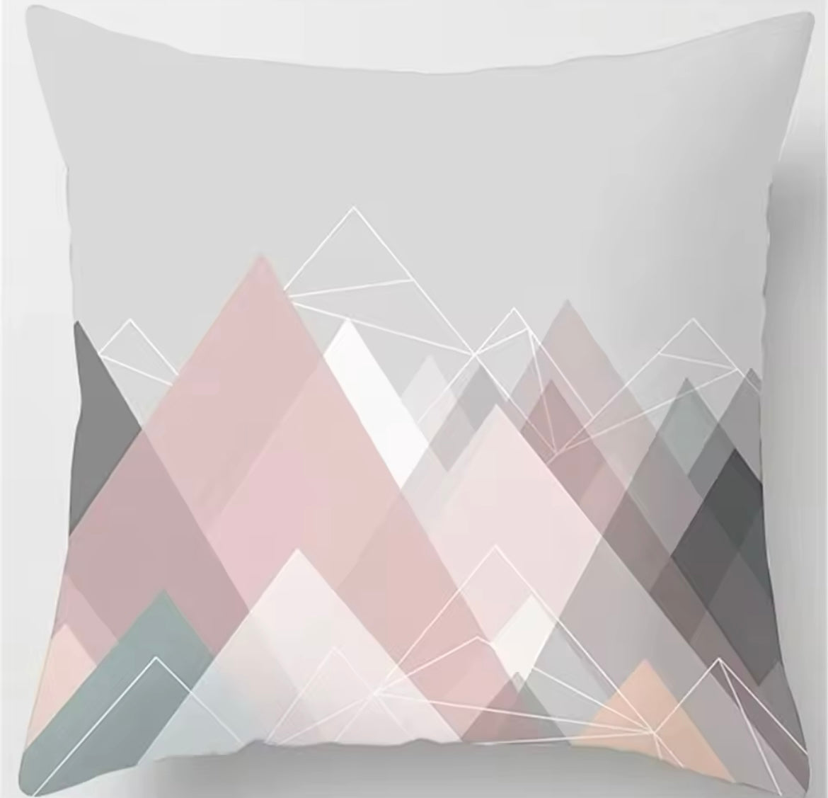 PINK & GREY TRIANGLE THROW PILLOW (ONLY) SET OF 2