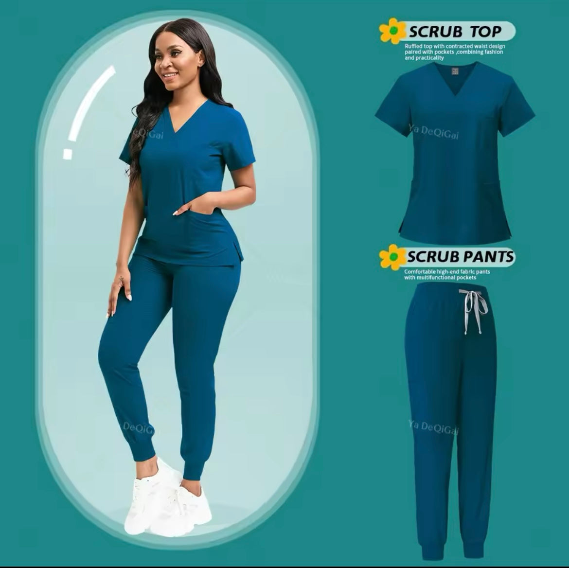 NURSING SCRUB SET (AZURE-TEAL)