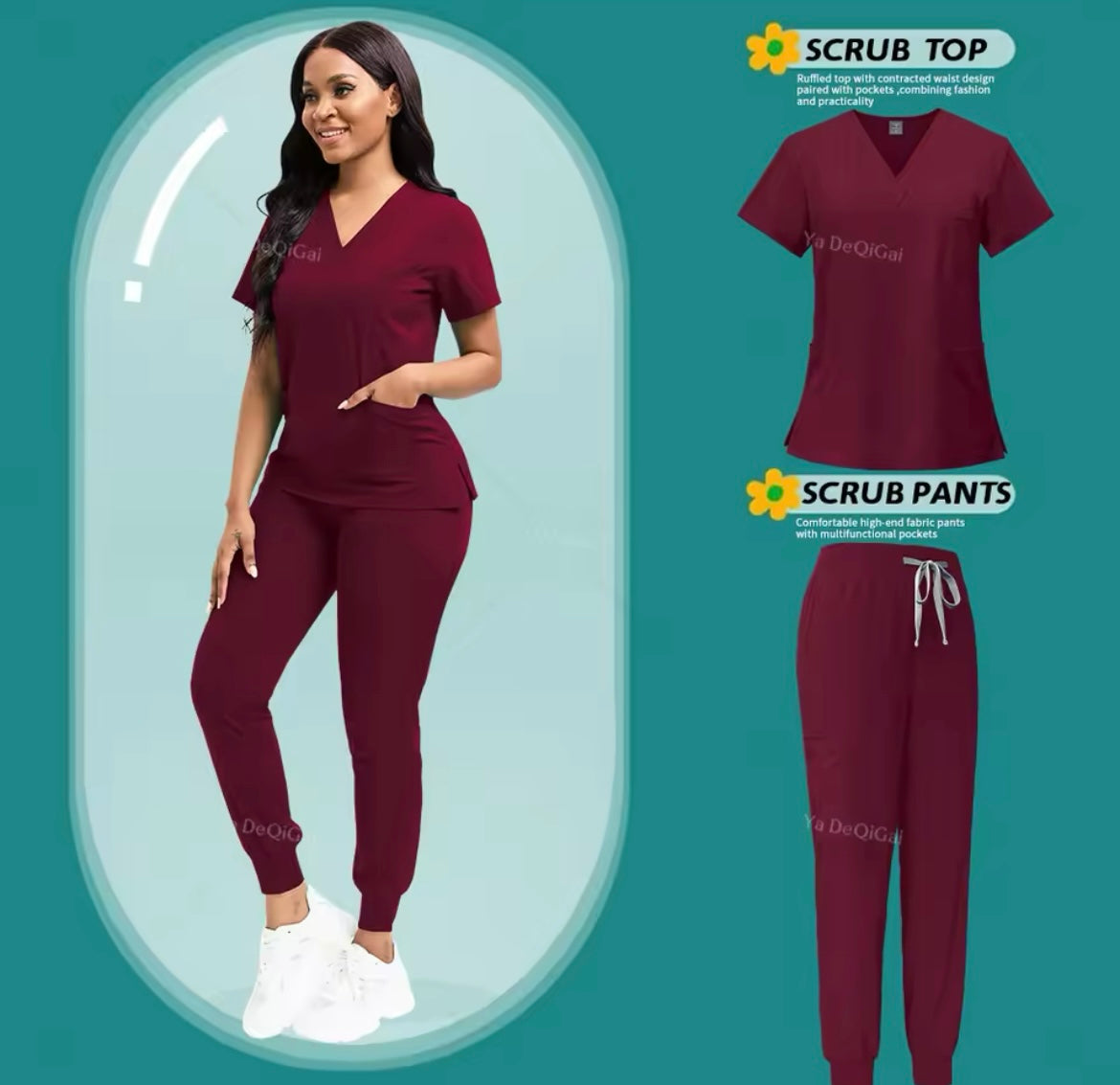 NURSING SCRUB SET (BURGUNDY)