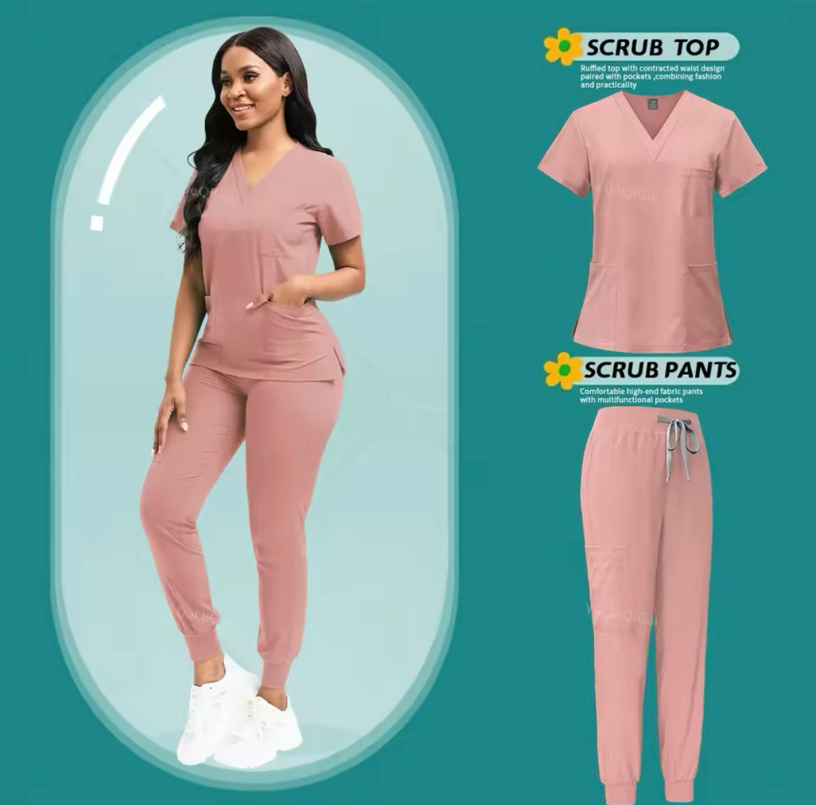 NURSING SCRUB SET (PINK)