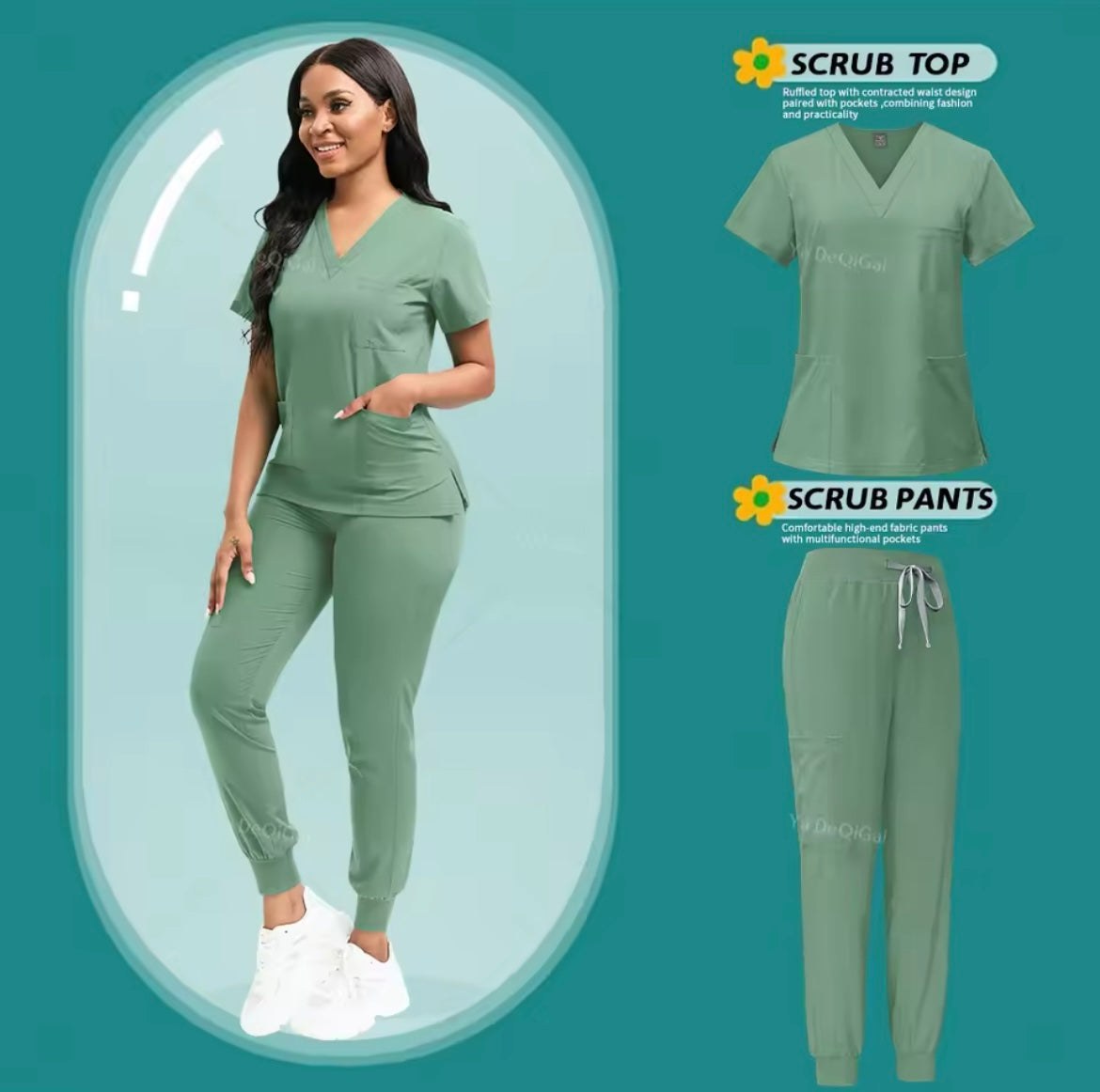 NURSING SCRUBS SET (MINT GREEN)