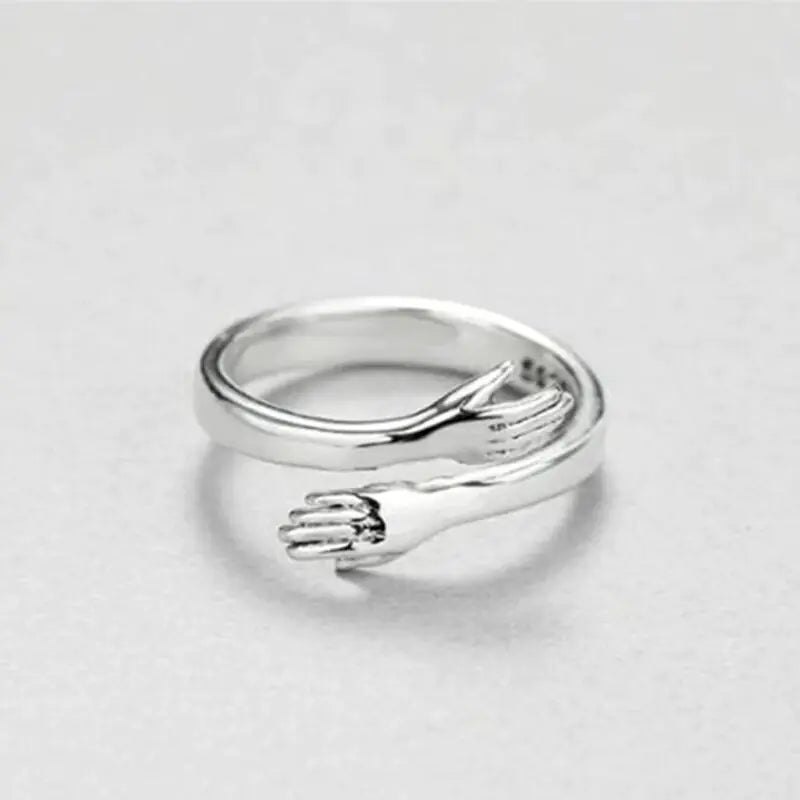 Personality Retro Silver Plated Love Hug Rings For Women